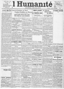 L'Humanité du 10 octobre 1914. Texte de Vaillant sur Jaurès.